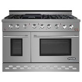 ELEKTHERMAX gas stove with 6 burners, electric oven, 2 pan support grids  and 1 griddle plate