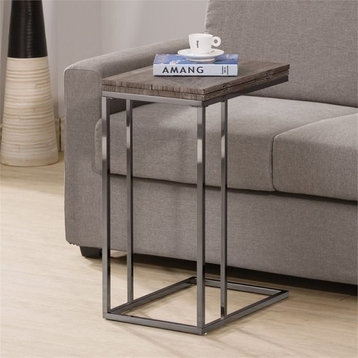 Bowery Hill Contemporary Metal Casual End Table in Weathered Gray/Black