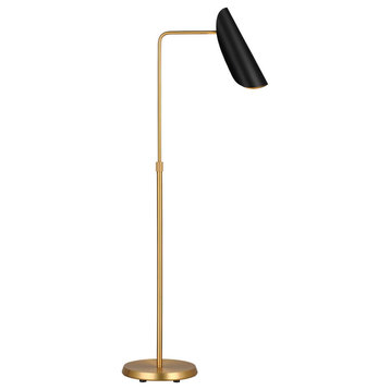 Tresa Floor Lamp in Midnight Black And Burnished Brass by Aerin