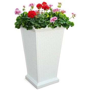 Mayne Wellington 28" Tall Traditional Plastic Planter in White