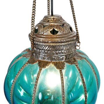 Consigned Turquoise Pumpkin Lantern Medium