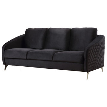 Sofia Velvet Modern Chic Sofa Couch, Black