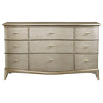 A.R.T. Furniture - A.R.T. Home Furnishings Starlite Dresser - Full-on glamour: the serpentine front nine-drawer Starlite Dresser has jewelry-like gold toned drawer hardware and a silver painted finished that has been brushed with glaze for warmth and gentle aging.