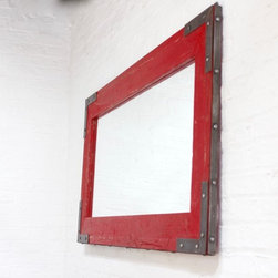 Lourdes Industrial Distressed Steel Framed & Red Painted Reclaimed Scaffolding M - Wall Mirrors