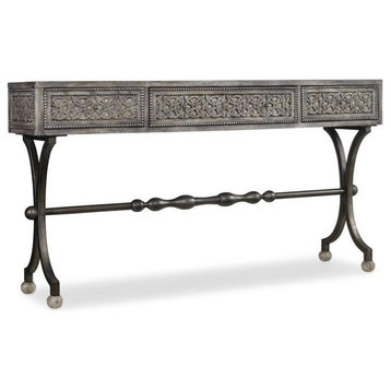 Beaumont Lane 3-Drawer Traditional Wood & Metal Console Table in Weathered Gray