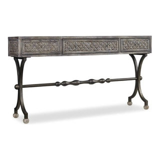 Beaumont Lane 3 Drawer Traditional Wood Metal Console Table in