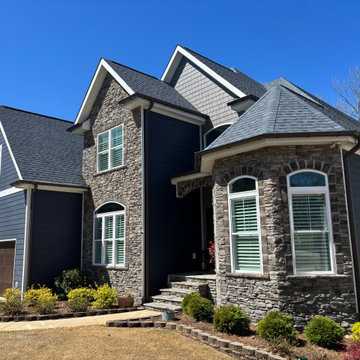 Dark Blue-Gray James Hardie Siding Transformation—Lakefront Home, Fair Play, SC
