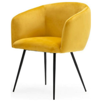 Charles Modern Yellow Velvet Dining Chair, Set of 2