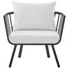 Outdoor Patio Furniture Armchair Lounge Chair, Aluminum Fabric, Grey Gray White