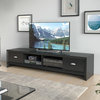 CorLiving Lakewood Extra Wide TV Bench in Black Grain Finish, For TVs up to 80"