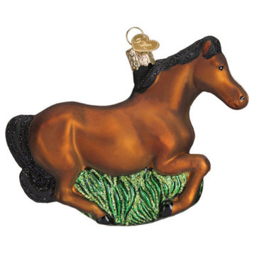 Old World Christmas Hanging Glass Tree Ornament, Brown Mustang