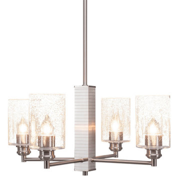 Edge 4-Light Chandelier, Brushed Nickel/Clear Bubble