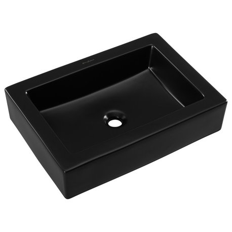 Voltaire Ceramic Rectangle Vessel Sink, Matte Black