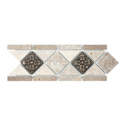 Noce and Chiaro with Metal Natural Stone Mosaic Listello Tile - Products