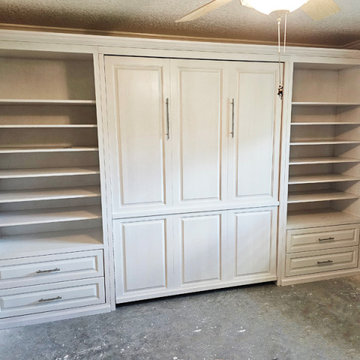 Traditional 6 Raised Panels Murphy Wall Bed Built-In Wall-to-Wall with Custom Bo