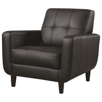 Coaster Contemporary Faux Leather Tufted Accent Chair in Black