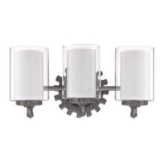 Craftmade Prime 3-Light Aged Galvanized Vanity Wall With Clear/Frosted Glass