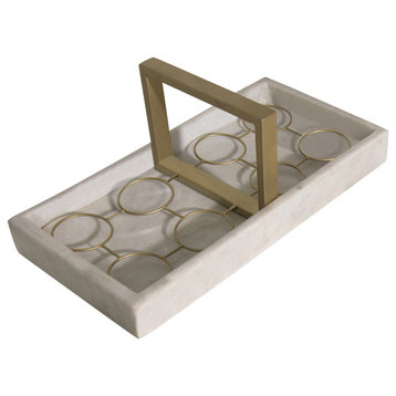 Modern Marble Tray, Gold Caddy, White