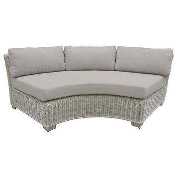 Afuera Living Curved Armless Outdoor Wicker Patio Sofa in Beige