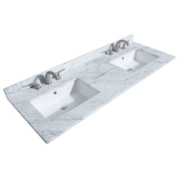 Wyndham Collection WCHVCA360DTOPUNS 60" Double Vanity Top - White Carrara