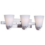 Maxim Lighting International - Conical 3-Light Bath Vanity Sconce - Brighten up your powder room with the classic Conical Bath Vanity Fixture. This 3-light vanity fixture is beautifully finished in unique color with glass shades to match your existing hardware. Whether hung over a pedestal sink or a full vanity, this fixture illuminates your space and sheds light on your morning and nightly routines.