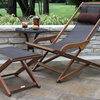Byron Sling and Eucalyptus Folding Lounge Chair With Brown Pillow