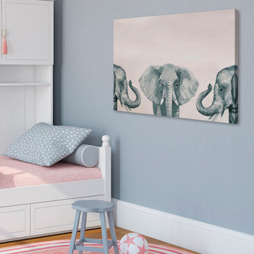 "Elephant Poses II" Painting Print on Wrapped Canvas