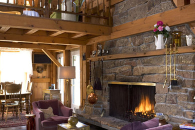 Elegant family room photo in Denver