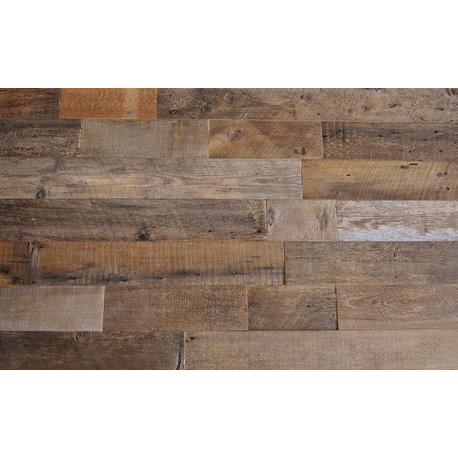 Reclaimed Wood Wall Paneling, Brown, 5.5" Wide, 20 sq. ft., Unsealed