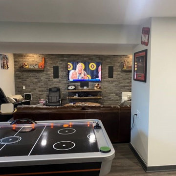 Basement Remodel with bar and game room