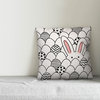 Black and White Egg Hunting Bunny 18x18 Throw Pillow Cover