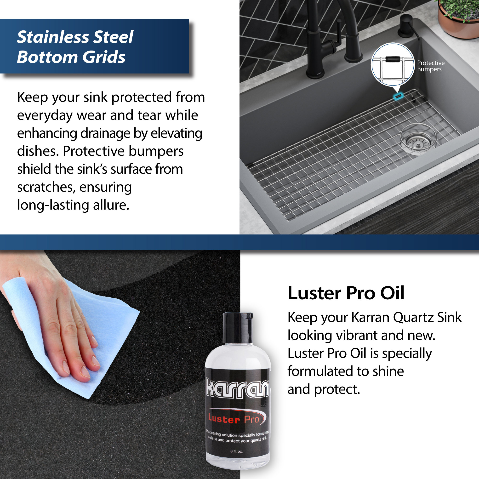 Karran Drop-In Quartz 33" 1-Hole Single Bowl Kitchen Sink Kit, Grey
