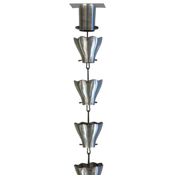 Star Flower Aluminum Cups Rain Chain, 12 Foot
