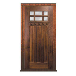 Prehung Single Door 80 Wood Mahogany Craftsman 6 Lite TDL Glass - Front Doors