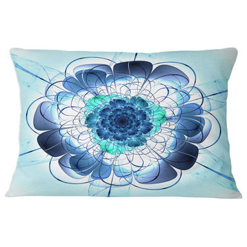 Blue and Purple Rounded Flower Floral Throw Pillow, 12"x20"