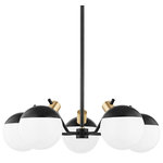 Mitzi by Hudson Valley Lighting - Miranda 5-Light Chandelier, Aged Brass/Soft Black - Miranda is a master of mod, serving up high contrast and perfect form in her delightfully polished silhouette. A soft black frame and globe cap are the constant, complemented by either aged brass or polished nickel. Available as a wall sconce, flush mount, chandelier, and table lamp.