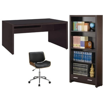Home Square 3 Piece Furniture Set with Computer Desk Office Chair and Bookcase
