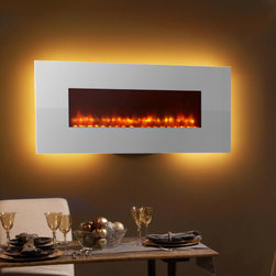 SimpliFire 58-In White Linear Wall Mount Electric Fireplace - SF-WM58-WH - Indoor Fireplaces