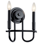 Kichler - Kichler 52308BK Two Light Wall Sconce, Black Finish - The Capitol Hill 10.75in. 2 light wall sconce features basket inspired curved arms that adds dimension and visual interest with its Black finish. A perfect addition in several aesthetic environments, including traditional and modern. Bulbs Not Included, Number of Bulbs: 2, Max Wattage: 60.00, Bulb Type: B
