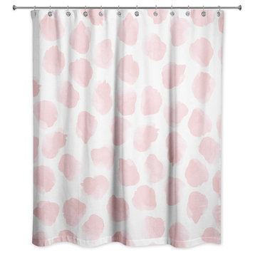 Blush Watercolor Dots 71x74 Shower Curtain
