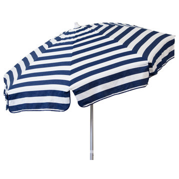 Italian 6' Umbrella Acrylic Stripes Navy/White-Beach Pole