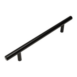 Cosmas - Cosmas 404-128FB Flat Black Slim Line Euro Style Cabinet Pull, 5" Hole Centers - Cabinet And Drawer Handle Pulls