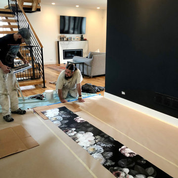 Ellie Cashman Design - Dark Floral Wallpaper Installation