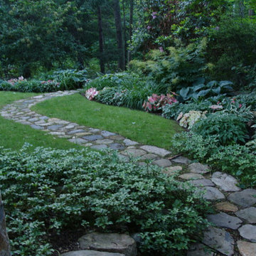 Hand-laid path curving into wetlands