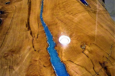 Epoxy River Table - Natural Edge Maple Slab - 3D Color