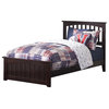 AFI Mission Twin Solid Wood Bed with Footboard with USB Charger in Espresso