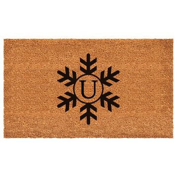 Calloway Mills Snowflake Monogram Doormat, 36"x72", Letter U