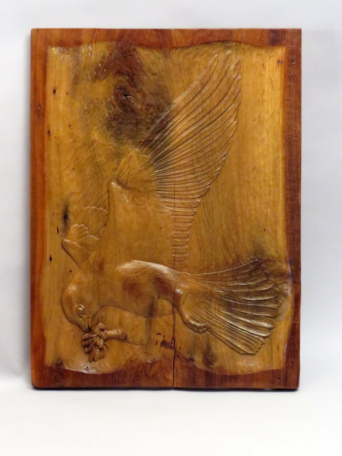 Amur Falcon Relief-Carved Poplar Panel 18.5"x24.5"