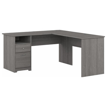 Bush Furniture Cabot 60W L Shaped Computer Desk with Drawers, Modern Gray