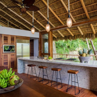 75 Beautiful Tropical Kitchen With Louvered Cabinets